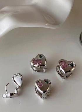 2023 New Love Heart Metal Earrings Colorful Zircon Elegant