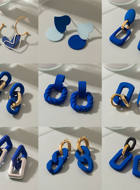 BLINLA New Korean Fashion Klein Blue Earrings For Women