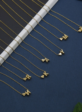 Gold Color Letter Heart Initial Necklace For Women Choker