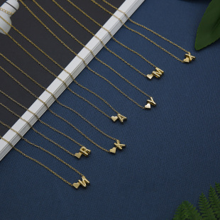 Heart Initial Necklace Gold Women Letter For Choker Color