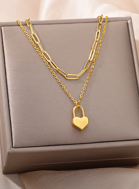 Stainless Steel Heart Pendant Necklace For Women Fashion Sim