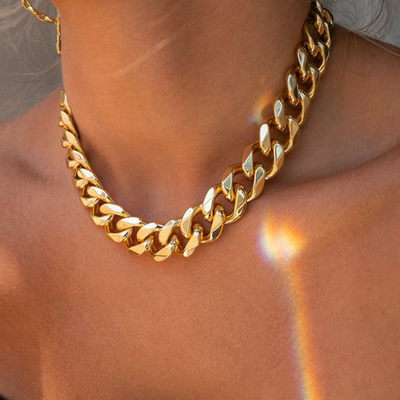 Modyle Fashion Big Necklace for Women Twist Gold Silver