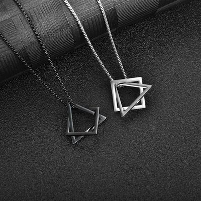 Fashion Simple Geometric Interlocking Pendant Necklace for
