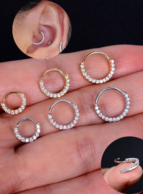 1Pcs Crystal Zircon Nose Hoops Ring Studs Cartilage Tragus