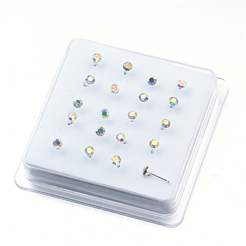 1set 20 Pcs 925 Silver Ball Pin Nose Stud With 3MM
