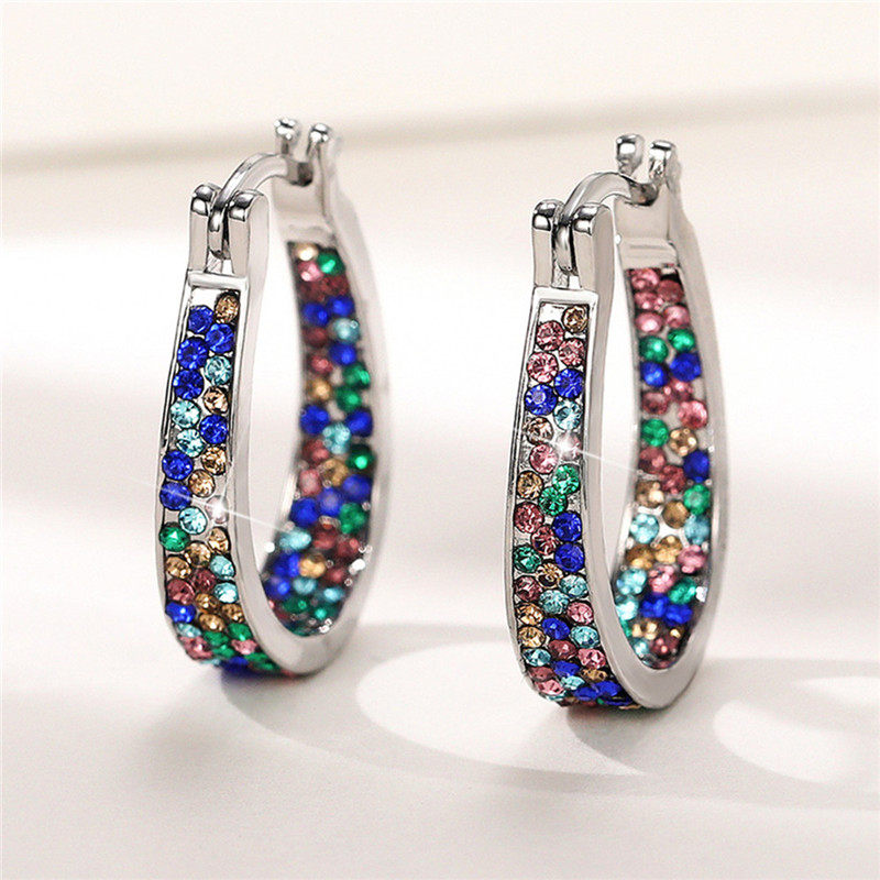 New Colorful CZ Hoop Earrings Women Fashion Ear Hoop
