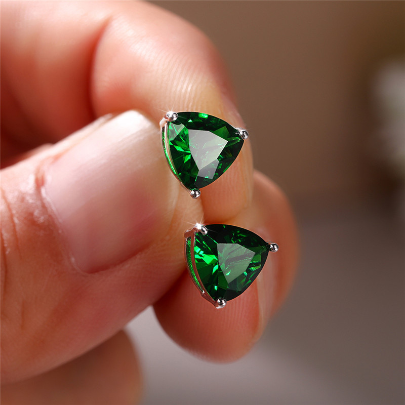 New Minimalist Triangular Cubic Zirconia Stud Earrings