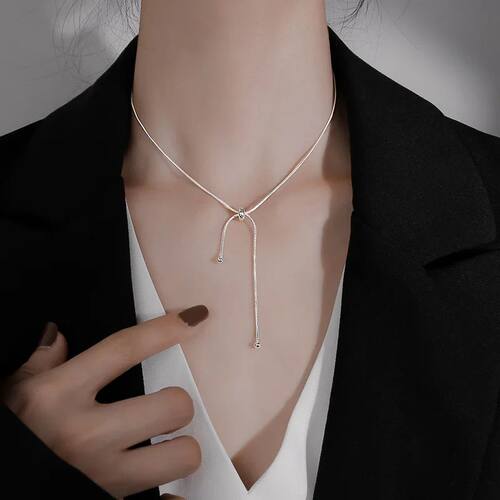 Sterling Silver Women's Neck Snake Chain Jewelry Tassels