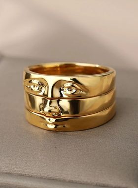 Eye Rings For Women Men Stainless Steel Gold Color Vintage