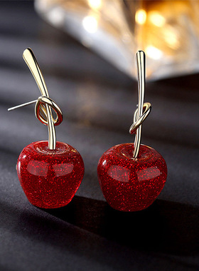 Korea Needle Red Cherry Earrings Apple Earrings Girl Heart