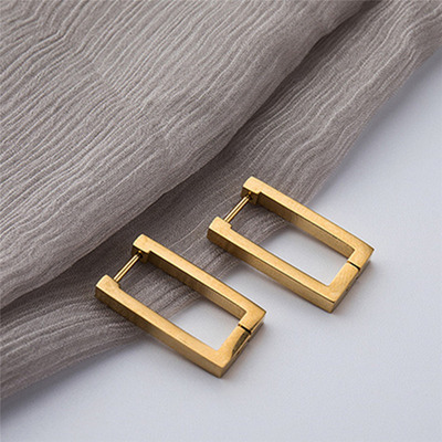 Square Geometric Earrings For Women Rectangular Gold Color