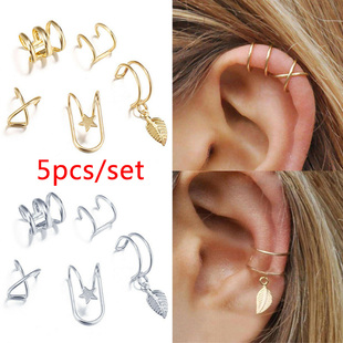 New Gold Color Metal Ear Cuff Non-Piercing Ear Clips Fake