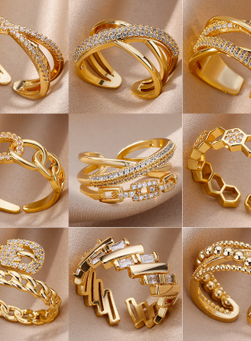 Fashion Gold Color Stainless Steel Rings For Women Chain