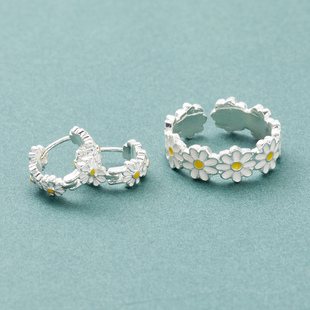 Korean Fashion White Daisy Flowers Rings Girls Open
