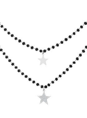 Fashion Double Layer Black Crystal Beads Necklace For Women