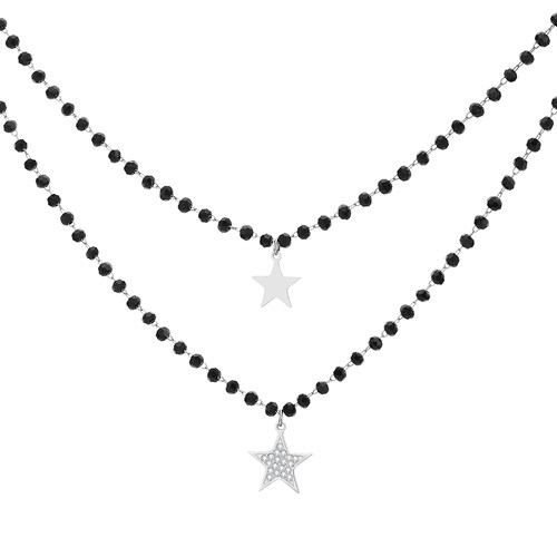 Fashion Double Layer Black Crystal Beads Necklace For Women