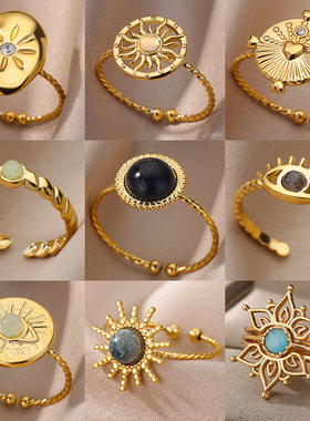 Fashion Stainless Steel Gold Color Hoop Rings For Women