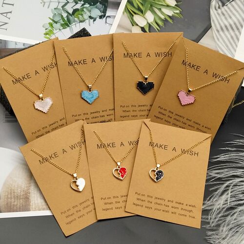 Fashion Pendant Necklace Red White Blue Hollow Love Heart
