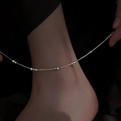 Sterling Silver Geometric Round Bead Ankle Chain 2024 New