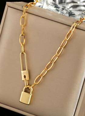 100% Stainless Steel lock catch Necklace For Women Gold