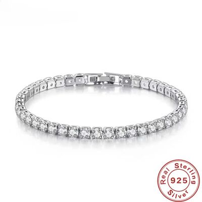 Sterling Silver Bracelet Zirconia Tennis Ball Women Fashion