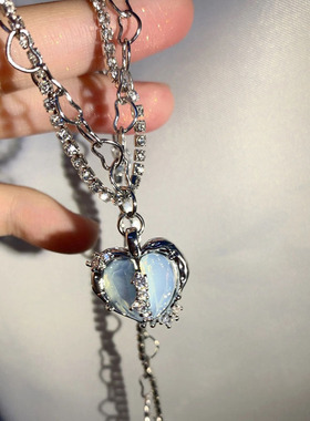 Punk Goth Heart Pendant Necklaces Choker Clavicle Chain