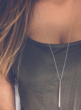 Fashion Simple Classic Stick Pendant Necklace Long Layer Lin