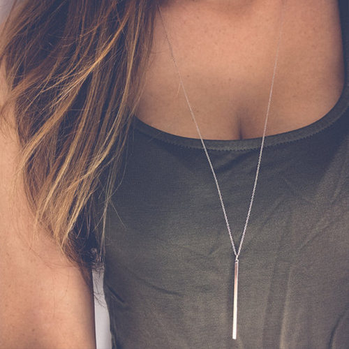 Fashion Simple Classic Stick Pendant Necklace Long Layer Lin