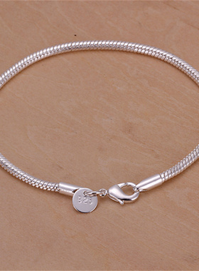 925 Silver Bracelet 3mm 8 Inch Snake Chain Bracelet For
