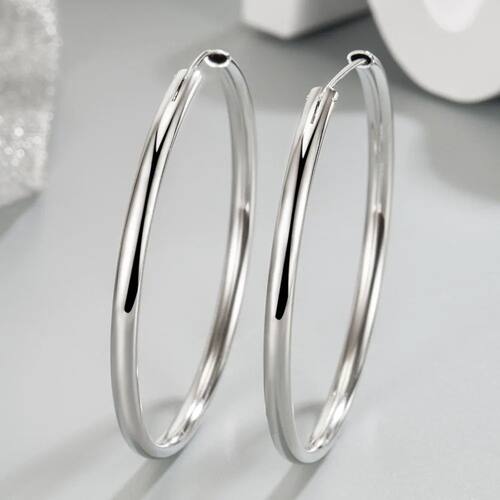 New Sterling Silver 3MM Thick 3/4/5/6CM Hoops Earrings For