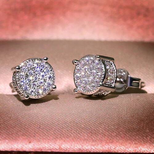 Full Crystal Round Earrings White Gold Yellow Gold Color