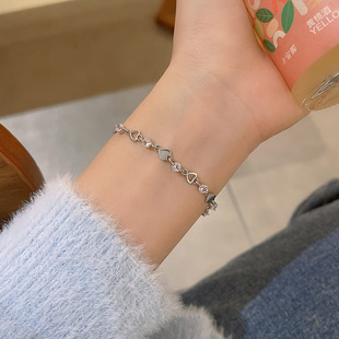 Silver Color Love Heart Crystal Bracelet For Women Korean