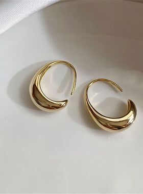 Silver Needle Geometric Oval Hoop Earrings For Women Party