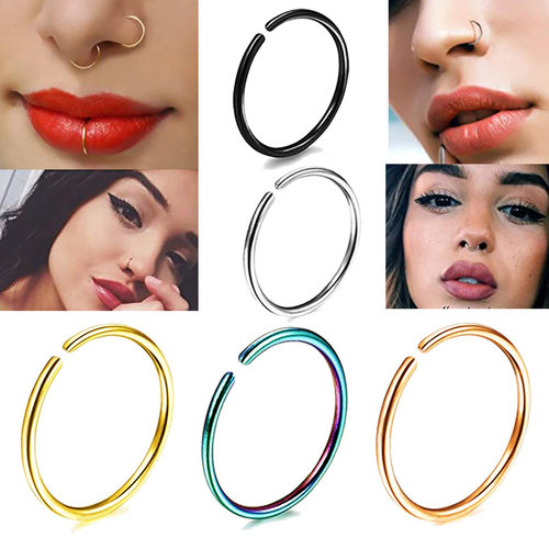 2pcs 20G 0.8mm Thin Fake Nose Ring Septum Helix Nostril