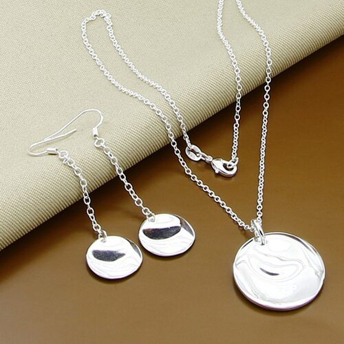 Fine Jewelry Set 925 Sterling Silver Sideways Snake Chain