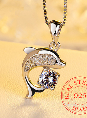 Real 925 Sterling Silver Jewelry Crystal Dolphin Charm Box