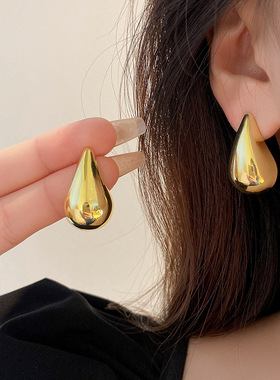 Vintage Gold Plated Chunky Dome Drop Earrings for Women