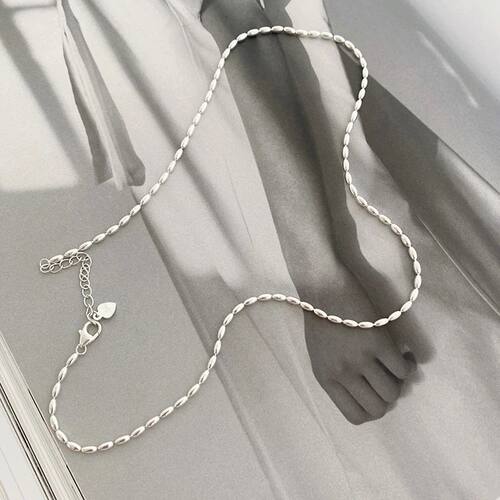 Sterling Silver Necklace Simple Beads Choker Shiny Delicate
