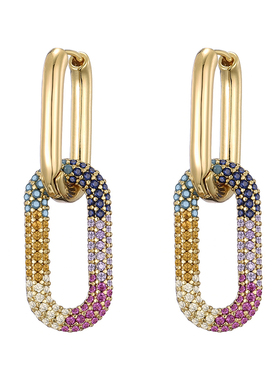 LOVBEAFAS Brand Gold Color Geometric Oval Rectangle Hoop