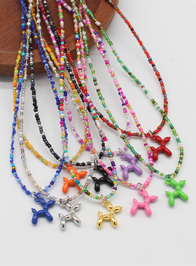 New Candy Color Cartoon Balloon Dog Pendant Women Beads