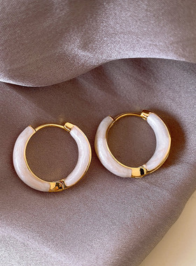 2023 New Arrival Korean Elegant White Oil Drop Metal Hoop