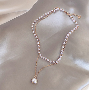 Fashion Double-layer Pearl Necklace Choker for Women Girls