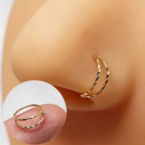1Piece Double Layer Twisted Nose Ring for Women Dainty