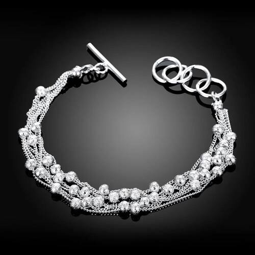 Wholesale beads chain silver color bracelets for women lady