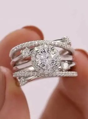 Huitan Luxury Wedding Rings for Women Fancy Cross Design