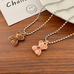 Creative Cute Bear Pendant Necklace For Women Girl Korean