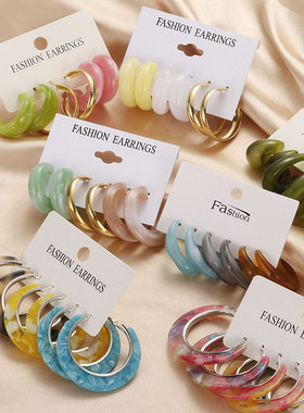 Fashion Geometric Metal Drop Earrings Set For Women Boho