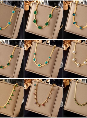 316L Stainless Steel Multicolor Crystal Zircon Necklace For