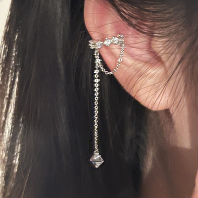 2023 Fashion Zircon Shining Long Tassel Ear Cuff No