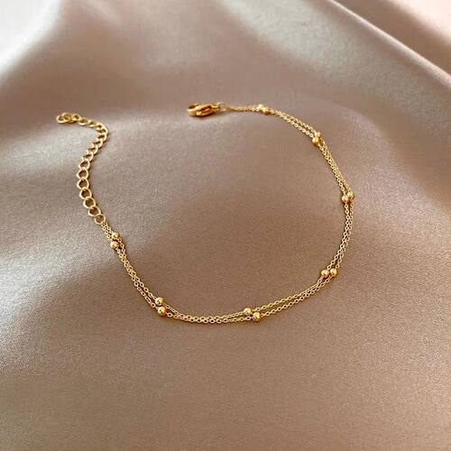 Fashionable Sterling Silver Gold Small Round Bead Bracelet